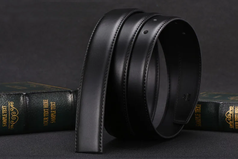 Belts No Buckle 2.8 3.0 3.5 cm Width Brand Automatic Buckle Black Genuine Leather Men's Belts Body Without Buckle Strap