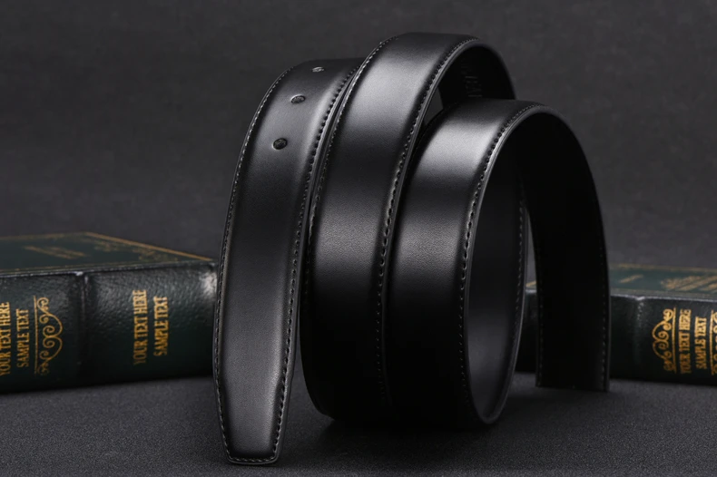 Belts No Buckle 2.8 3.0 3.5 cm Width Brand Automatic Buckle Black Genuine Leather Men's Belts Body Without Buckle Strap