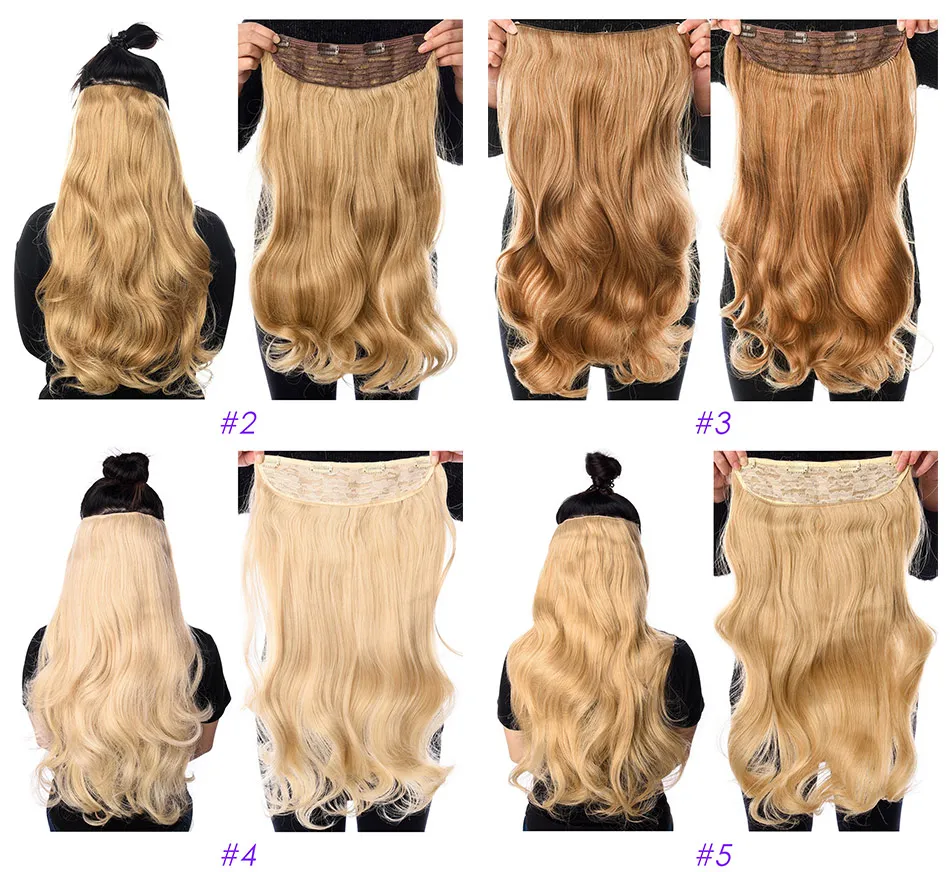 DinDong Clips In Hair Extensions 32Inch Synthetic Wavy 210G Premium Heat Resistant Hair 613# Blonde Brown 19 Colors Available