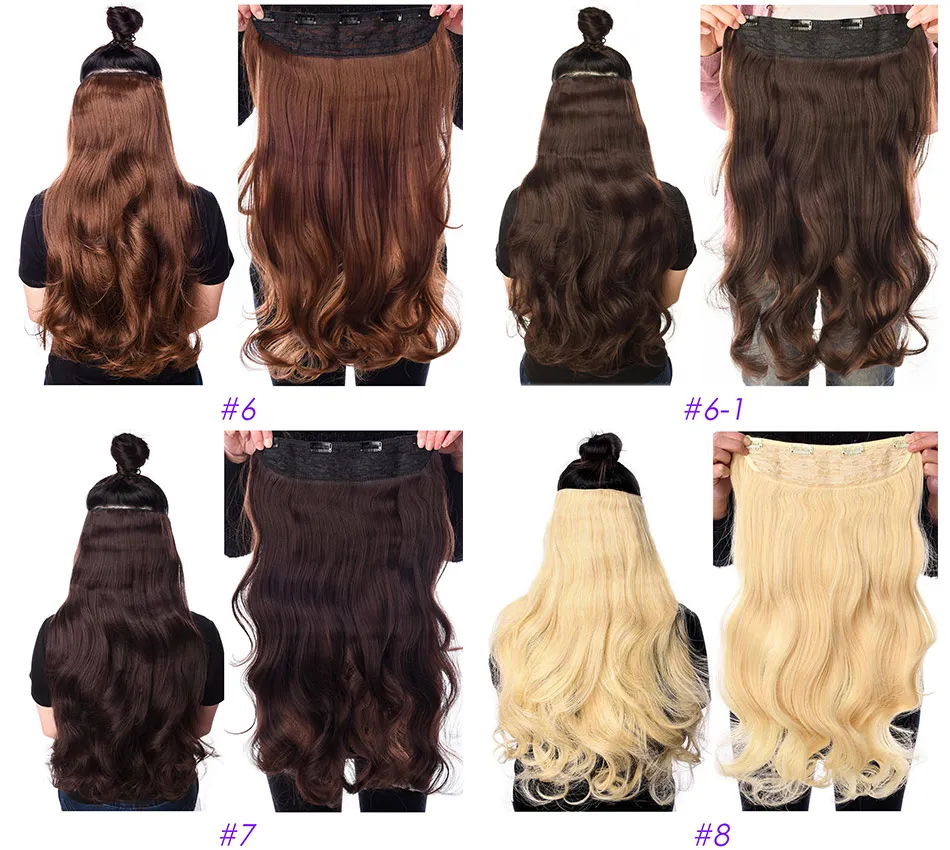DinDong Clips In Hair Extensions 32Inch Synthetic Wavy 210G Premium Heat Resistant Hair 613# Blonde Brown 19 Colors Available