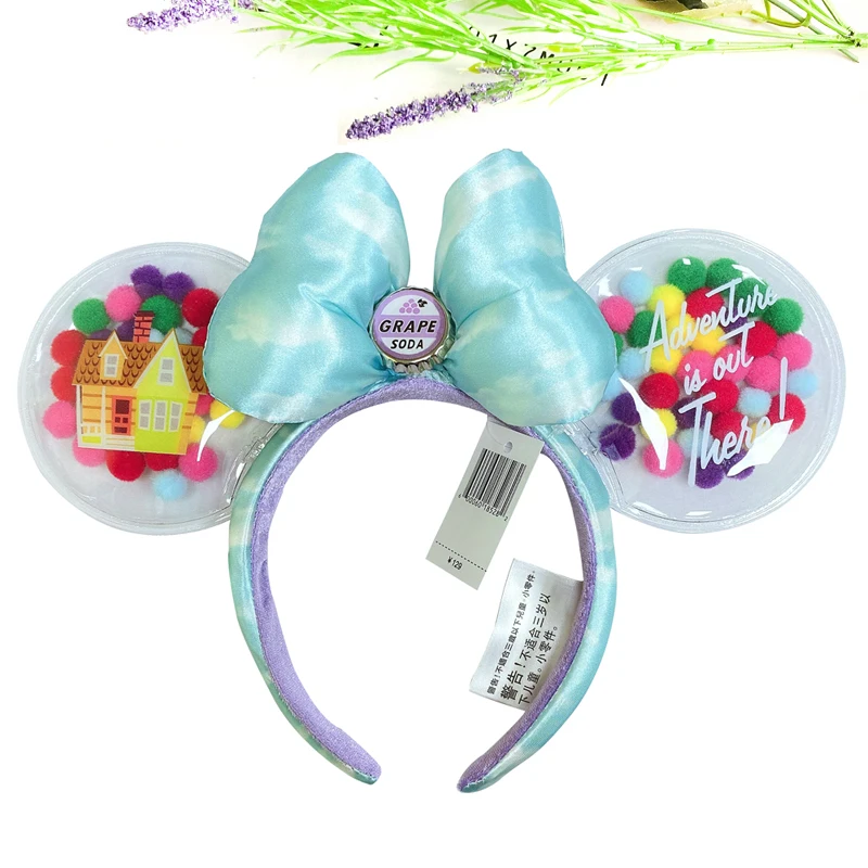 Disney New February Pirate Mickey Mouse Ear Headband Sequin Hair Bow Cosplay Party Headwear Girl Toy Birthday Gift