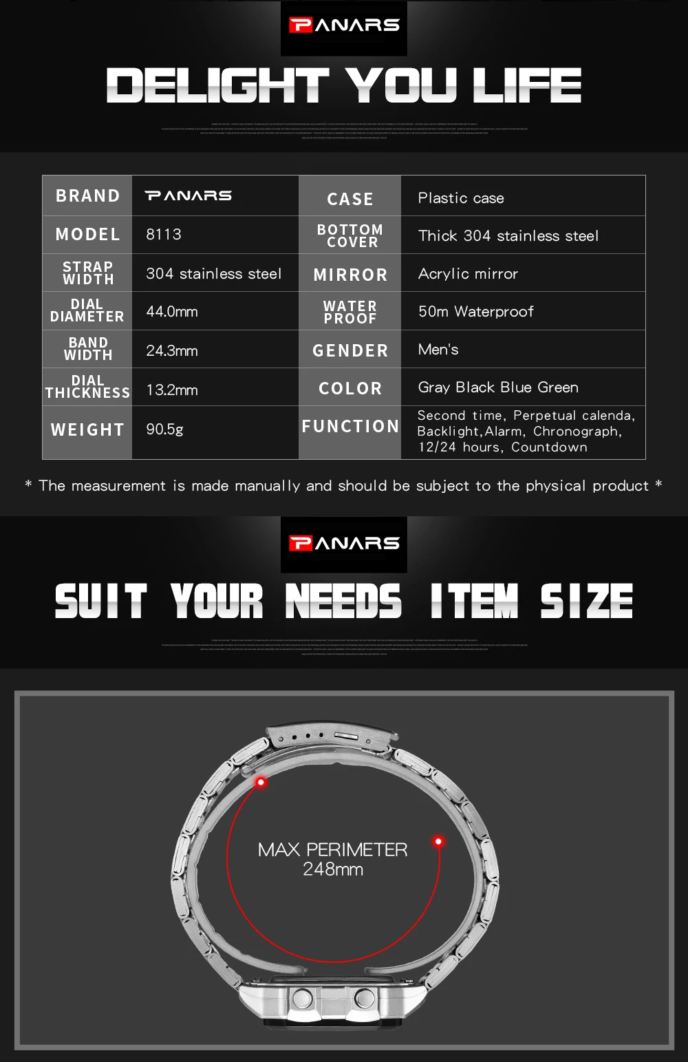 PANARS Top Brand Luxury Mens Watches Stopwatch Electronic Digital Watch Men 5BAR Waterproof Military Sports WristWatches Clock