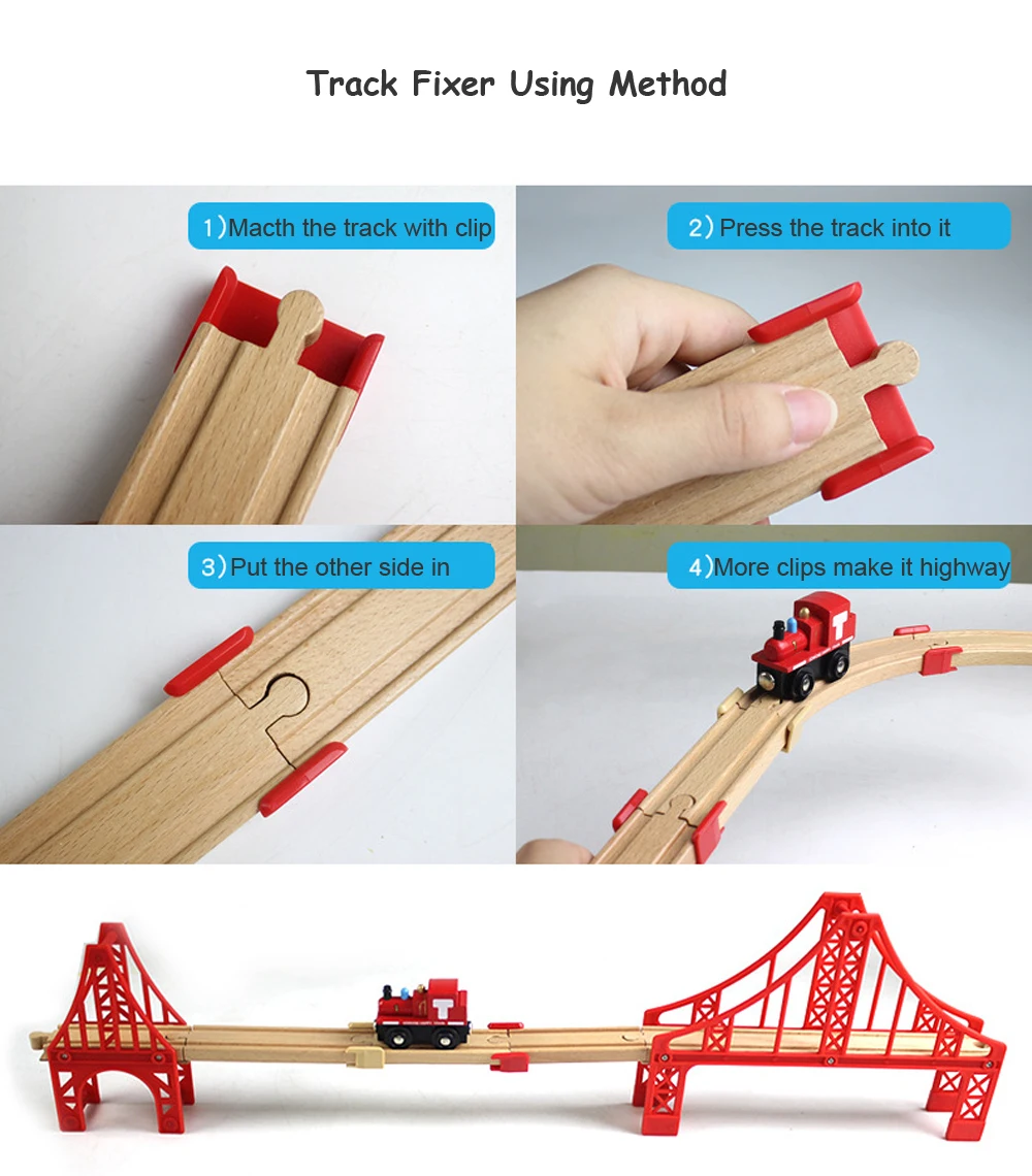 All Kinds Wooden Train Track Accessories Beech Wooden Railway Track Fit for All Brand Train Toys for Children Educational