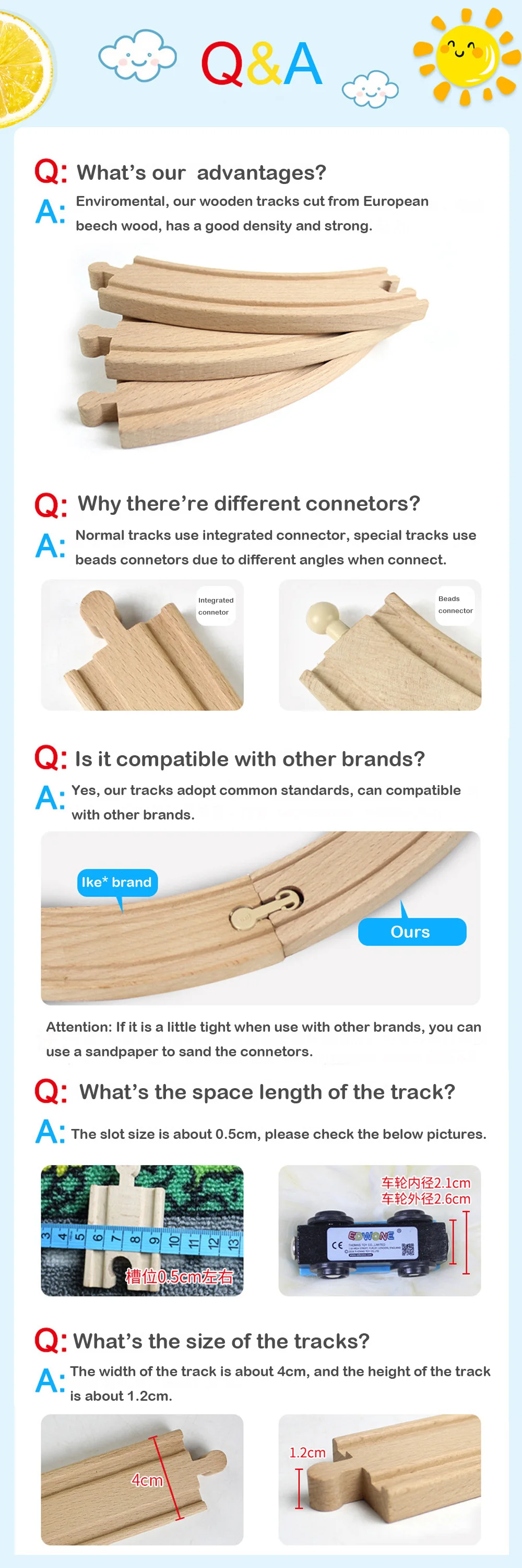 All Kinds Wooden Train Track Accessories Beech Wooden Railway Track Fit for All Brand Train Toys for Children Educational