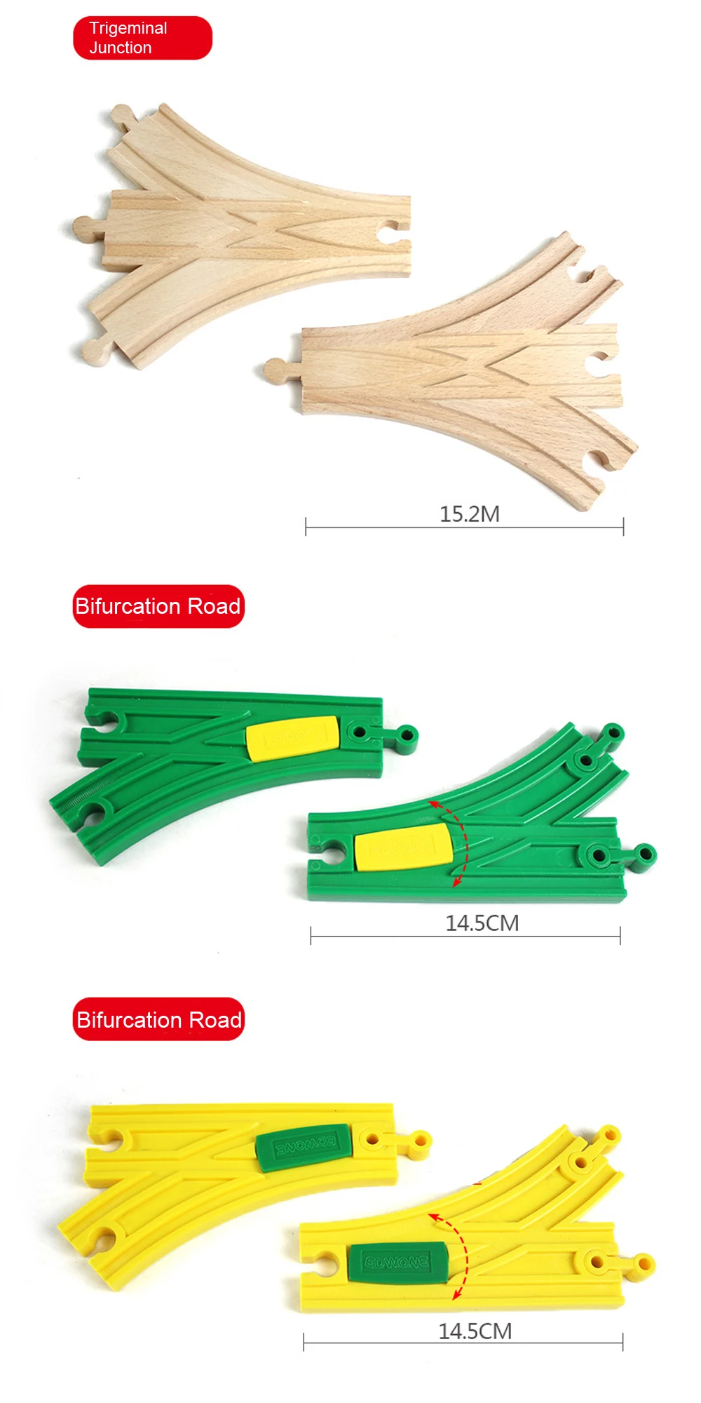 All Kinds Wooden Train Track Accessories Beech Wooden Railway Track Fit for All Brand Train Toys for Children Educational