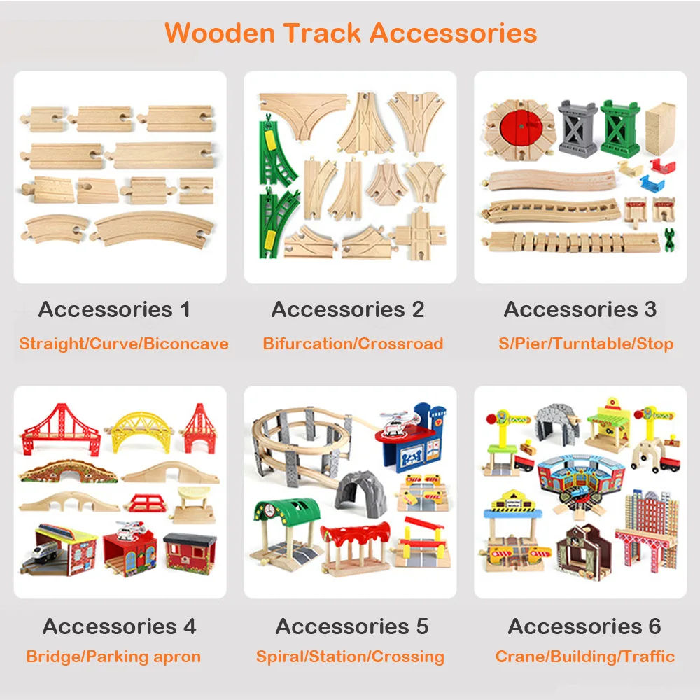 All Kinds Wooden Train Track Accessories Beech Wooden Railway Track Fit for All Brand Train Toys for Children Educational