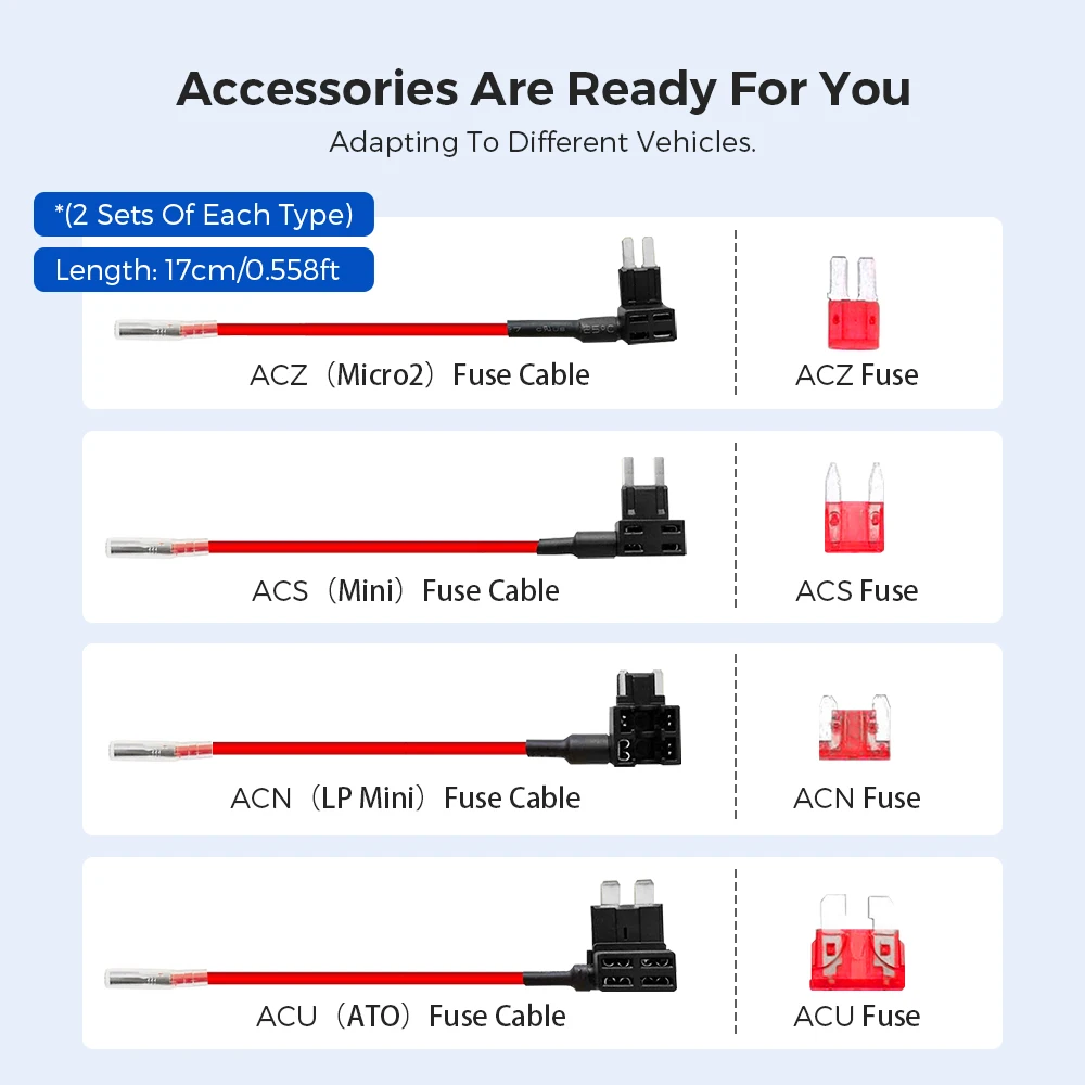 AZDOME JYX05 Car DVR Record Hardwire Kit For M660/M550 Max/M300S/GS63H Pro Low Vol Protection Type-C Port 12V-24V in 5V 2.5A out
