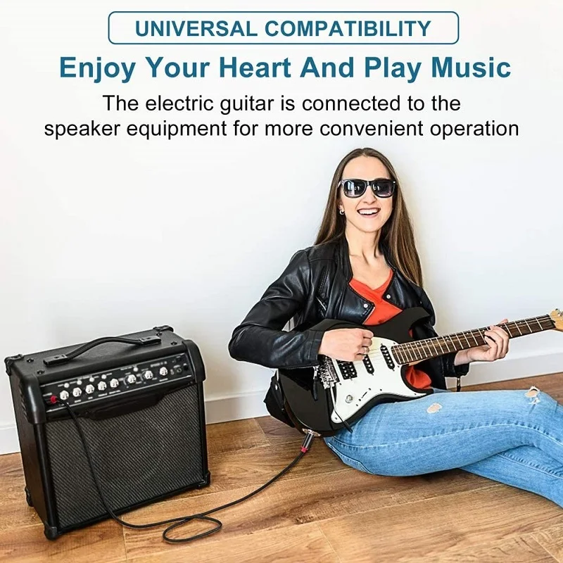 Lungfish Guitar Instrument Cable, 6.35mm TRS Stereo Audio Cable Male to Male for Electric Guitar, Bass Guitar, Electric Mandolin
