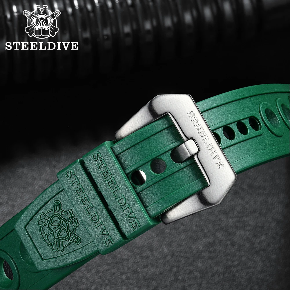 STEELDIVE Automatic Mechanical Strap Replacement Watch Bands Automatic Dive Watches Blue Rubber Strap 20/22mm