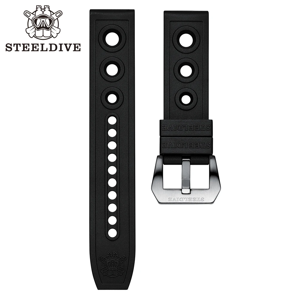 STEELDIVE Automatic Mechanical Strap Replacement Watch Bands Automatic Dive Watches Blue Rubber Strap 20/22mm