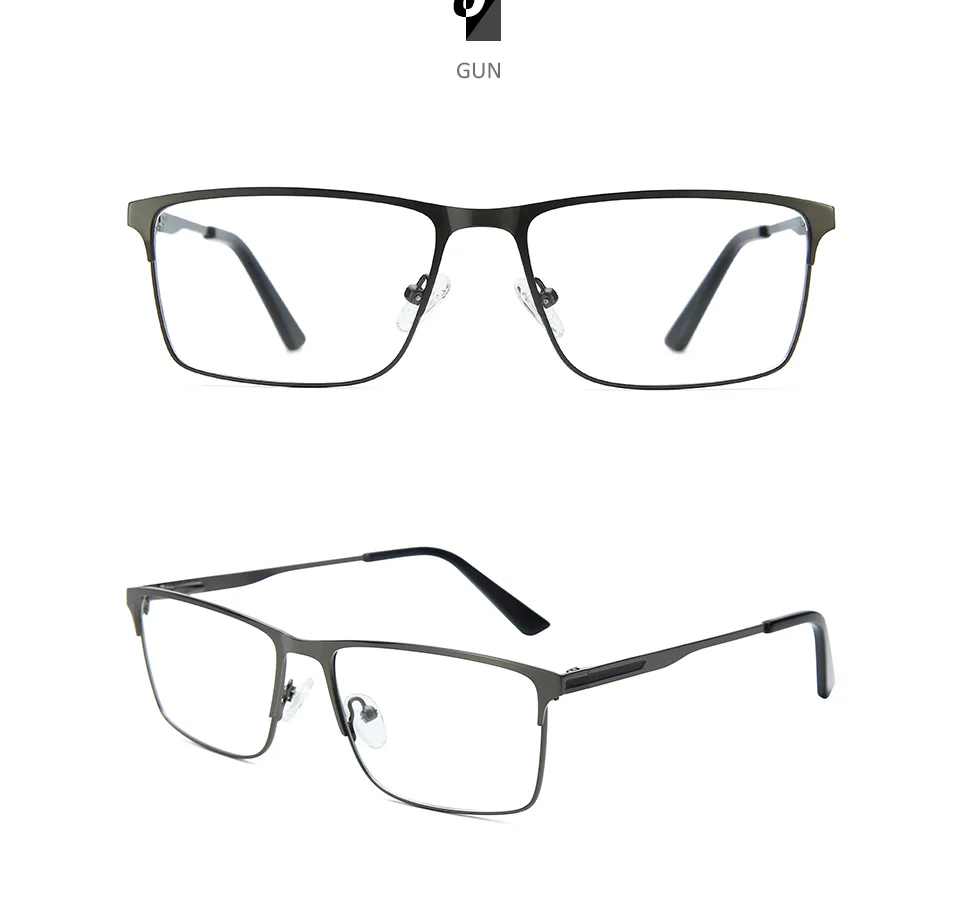 ZENOTTIC Alloy Prescription Glasses Men Square Anti Blue Light Progressive Eyeglasses High Quality Myopia Photochromic Eyewear
