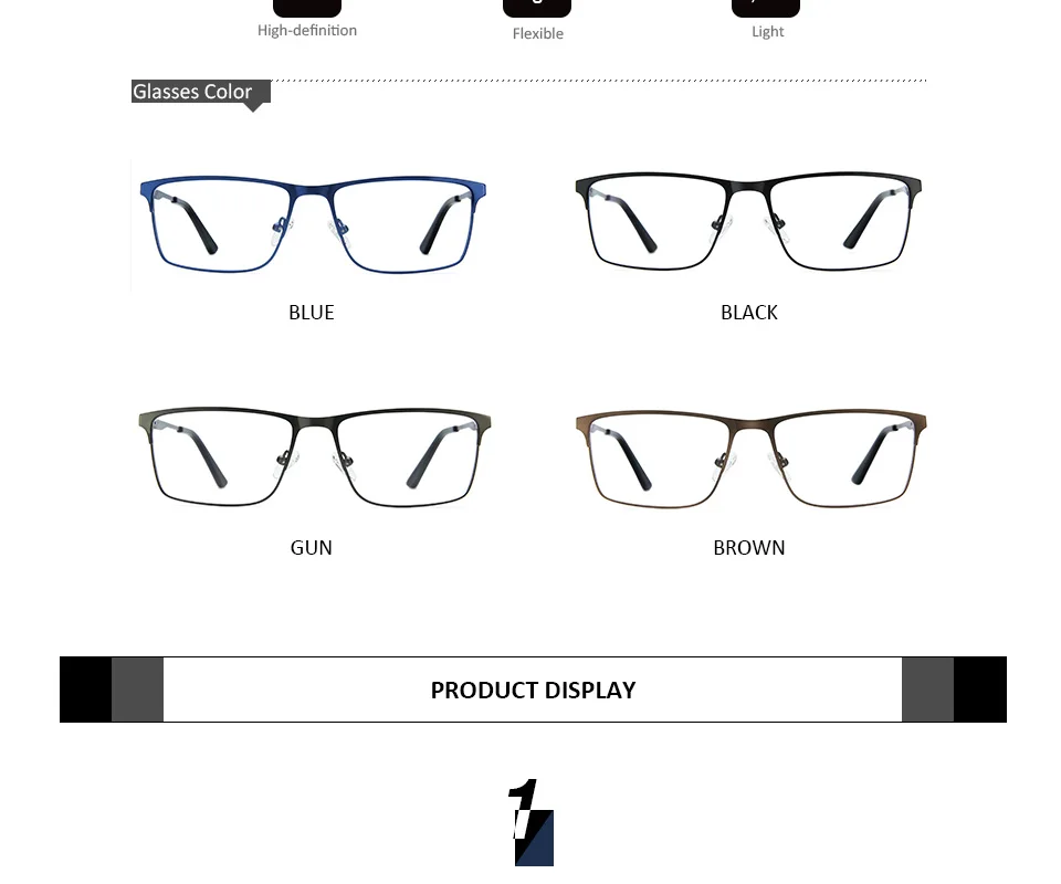 ZENOTTIC Alloy Prescription Glasses Men Square Anti Blue Light Progressive Eyeglasses High Quality Myopia Photochromic Eyewear