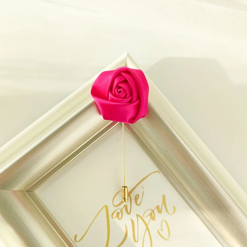 Men Groom Boutonniere Pins Wedding Corsage Women Brooch Flowers Roses Silk Groomsman Buttonhole Marriage Suit Accessories Prom A