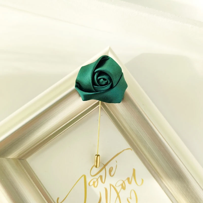 Men Groom Boutonniere Pins Wedding Corsage Women Brooch Flowers Roses Silk Groomsman Buttonhole Marriage Suit Accessories Prom A