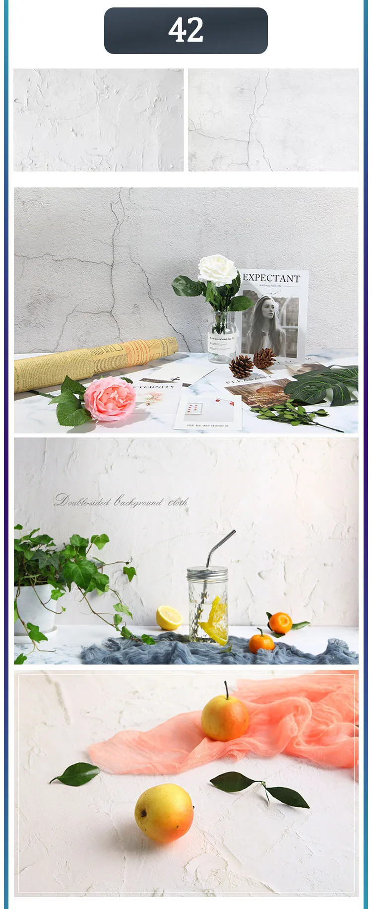 Marble Photography Backdrops 57*87CM 2 Sided Wood Grain Photo Background Wallpaper Studio Waterproof Products Photographic Props