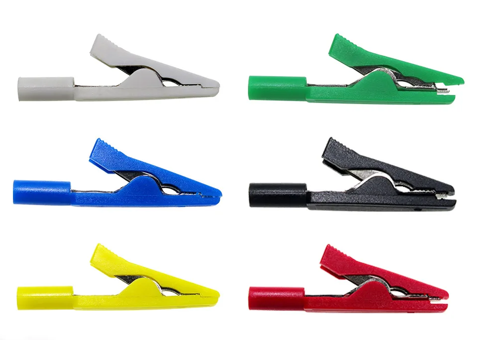 JXSINONE P2009 6Colors Full Insulated Crocodile clip connect 2mm Banana Female Adapter Test Probe Alligator Clip