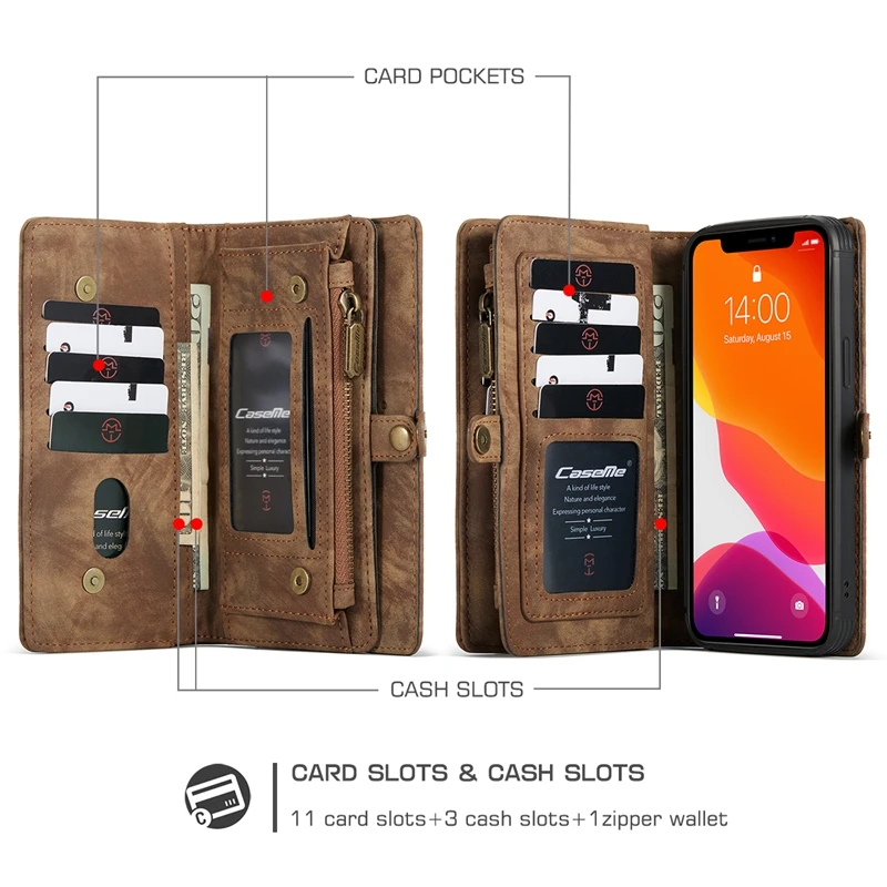 For iPhone 12 13 14 15 16 17 Pro Max Case Flip Leather Wallet Phone Bag Cover For Coque iPhone 15 12 13 Mini 12Pro 14 Plus Case