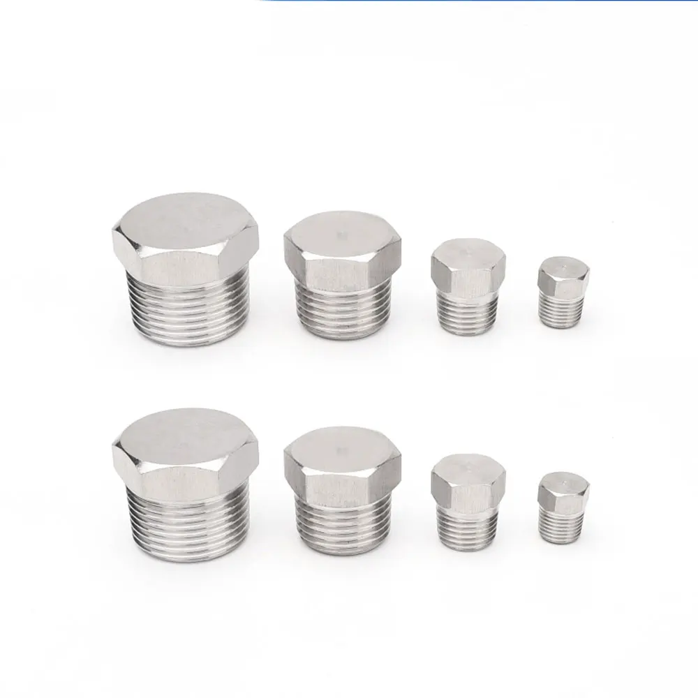 1/8" 1/4" 3/8" 1/2" 3/4" 1" 1-1/4" 1-1/2" 2" BSPT NPT Male 316 304 Stainless Steel Countersunk End Plug Square Head Cap