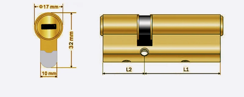 Brass Door Lock Cylinder Lengthened 65 70 80 90 Mm Full Size Biased Lock Core Anti-Theft Entrance Lock Part