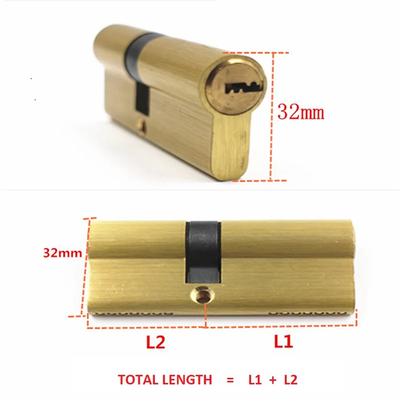 Brass Door Lock Cylinder Lengthened 65 70 80 90 Mm Full Size Biased Lock Core Anti-Theft Entrance Lock Part