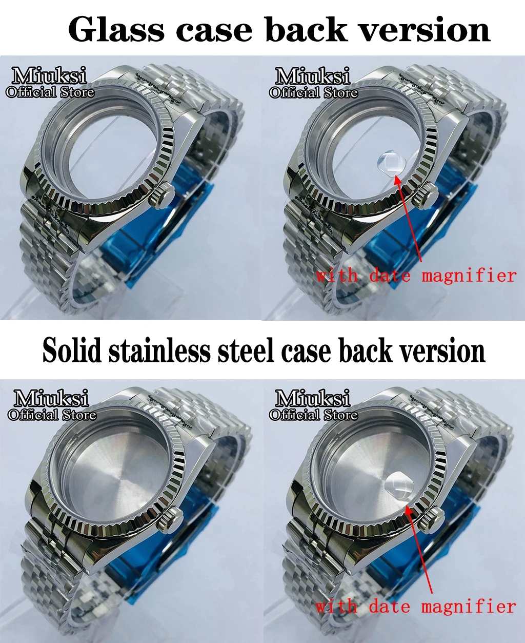 Miuksi 36mm/40mm sapphire glass watch case fit NH35 NH36 NH34 ETA2824 2836 Mingzhu DG2813 3804 Miyota8205 8215 PT5000 movement