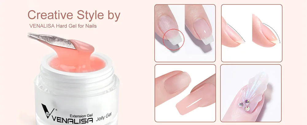 VENALISA Clear Color Extension Gel Pearl Glittle Gel Canni Supply Camouflage Fasting Jelly Nail Gel Self Leveling Acrylic Gel