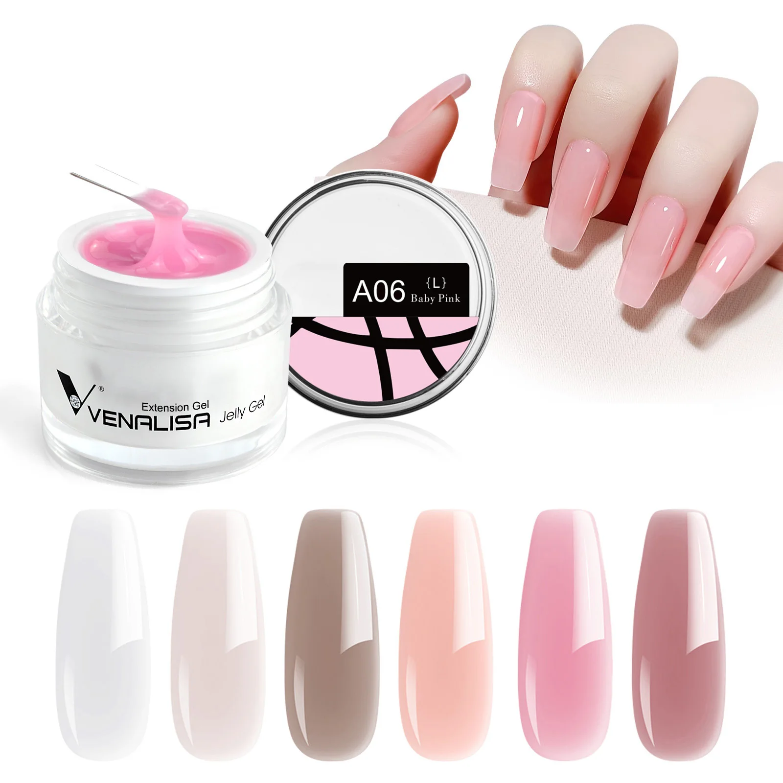 VENALISA Clear Color Extension Gel Pearl Glittle Gel Canni Supply Camouflage Fasting Jelly Nail Gel Self Leveling Acrylic Gel