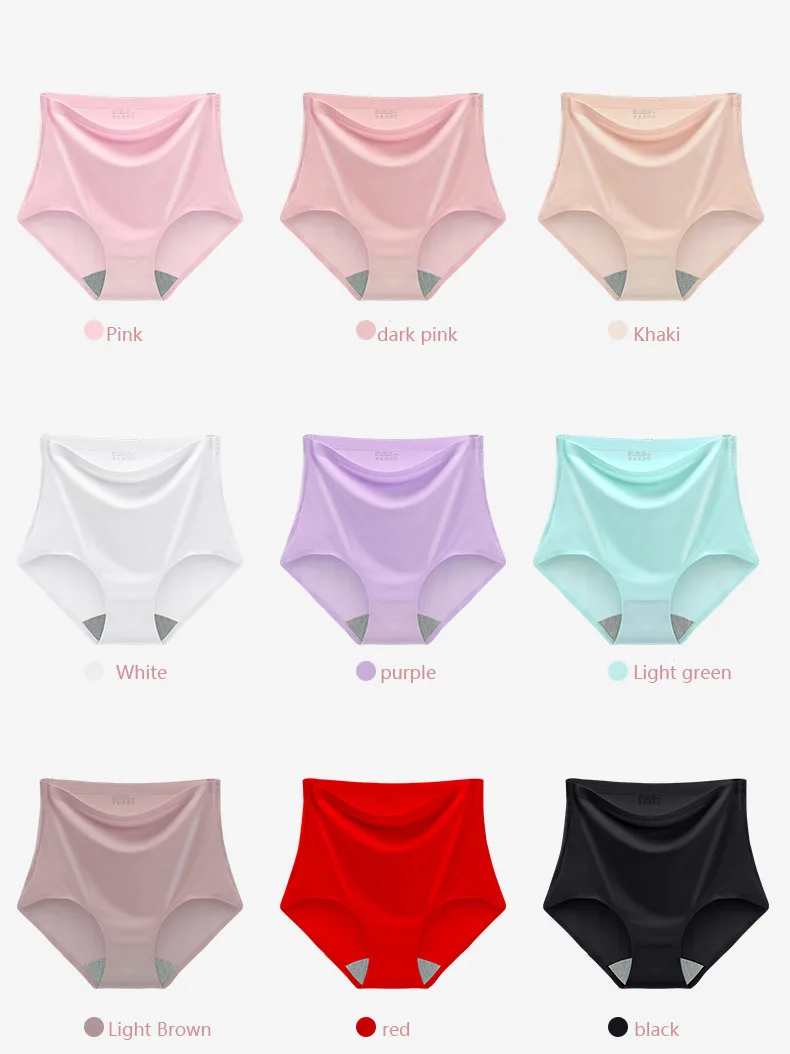Women's underwear ice silk High waist Seamless Panties soft Lingerie Slimming Abdomen In Hip Lift plus size Breathable Briefs