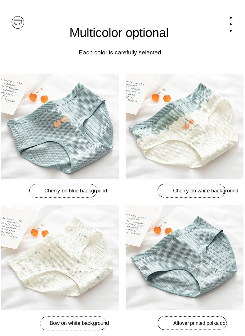 Women's Cotton Underwear Sexy Thread Panties Fashion Soft Comfort Girl's Briefs Mid Waist Seamless Underpants Female Lingerie