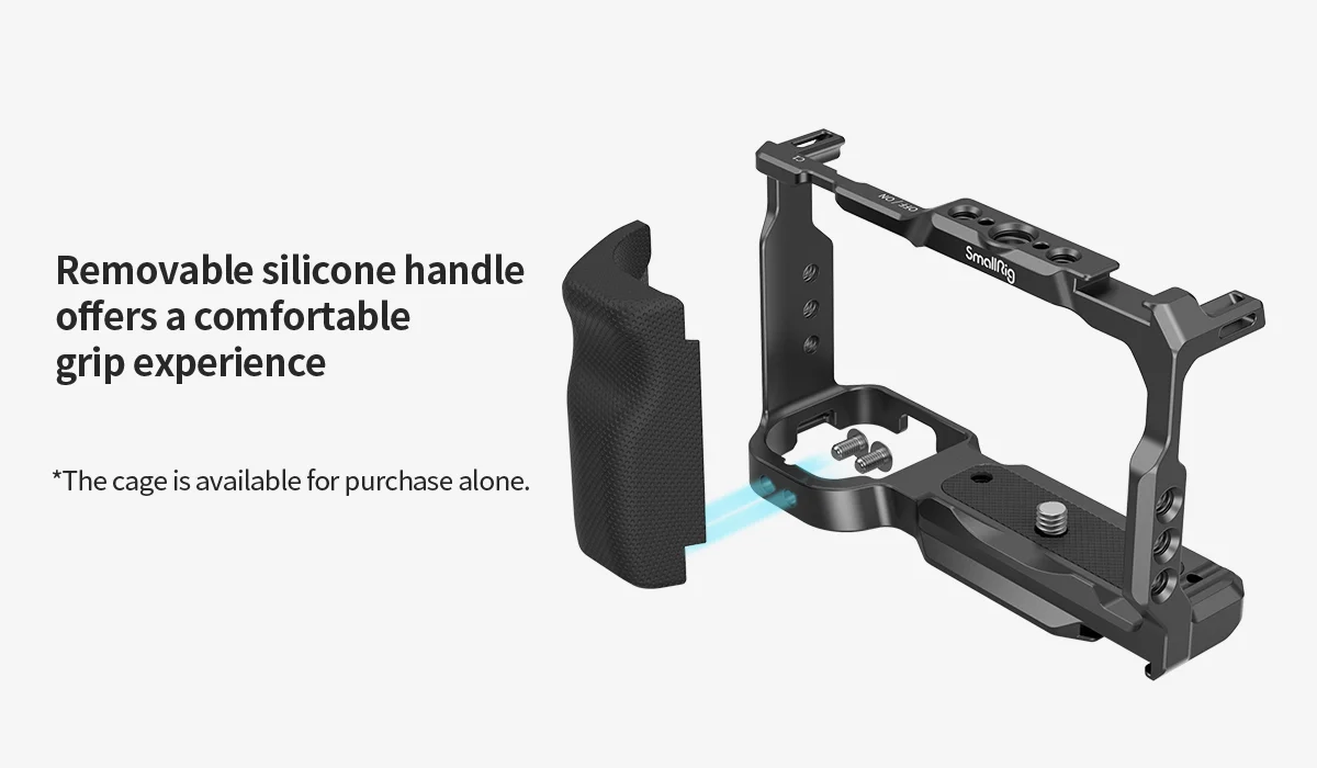 SmallRig for Sony ZV-E10 Cage with Silicone Grip and Built-in Quick Release Plate for Arca-Swiss Cage Rig Kit w Cold Shoe 3538