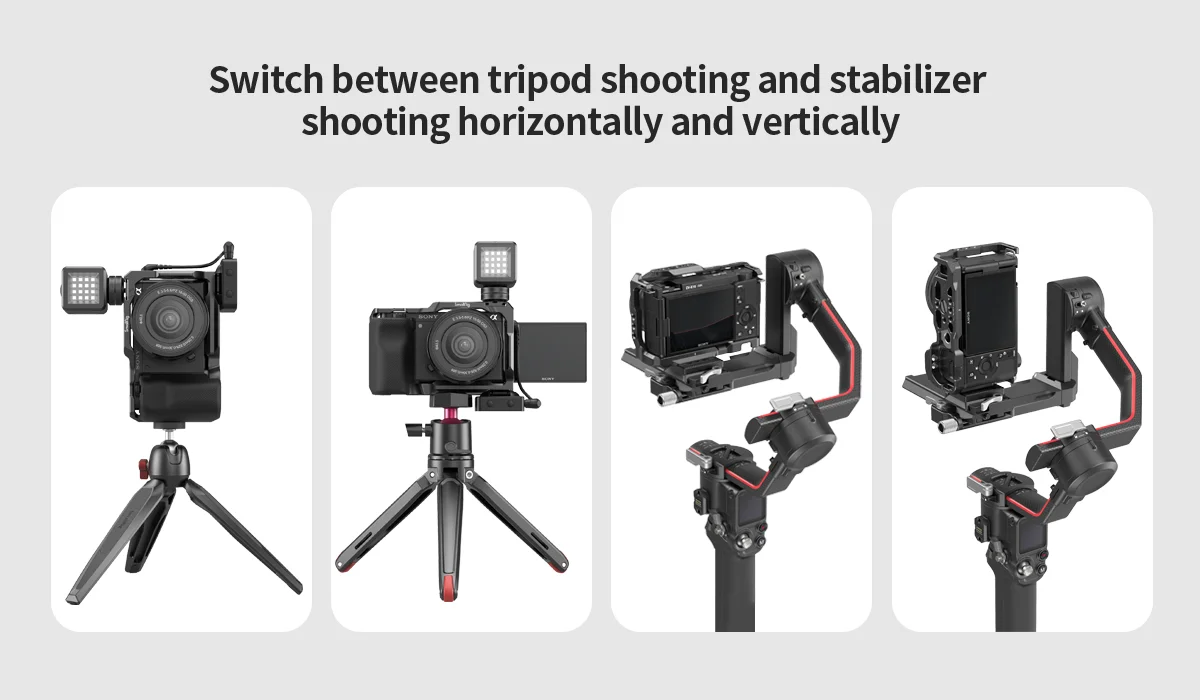 SmallRig for Sony ZV-E10 Cage with Silicone Grip and Built-in Quick Release Plate for Arca-Swiss Cage Rig Kit w Cold Shoe 3538
