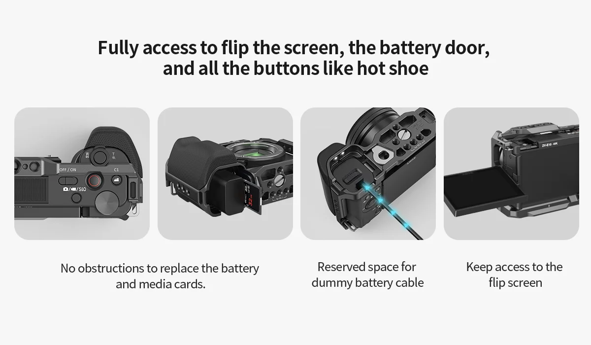 SmallRig for Sony ZV-E10 Cage with Silicone Grip and Built-in Quick Release Plate for Arca-Swiss Cage Rig Kit w Cold Shoe 3538