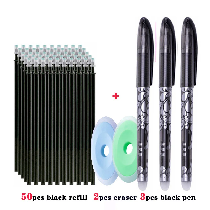 55pcs/lot Erasable Gel Pen 0.5mm Refill Rod Magic Ink Erasable Pen Washable Handle Office School Writing Tools Kawaii Stationery