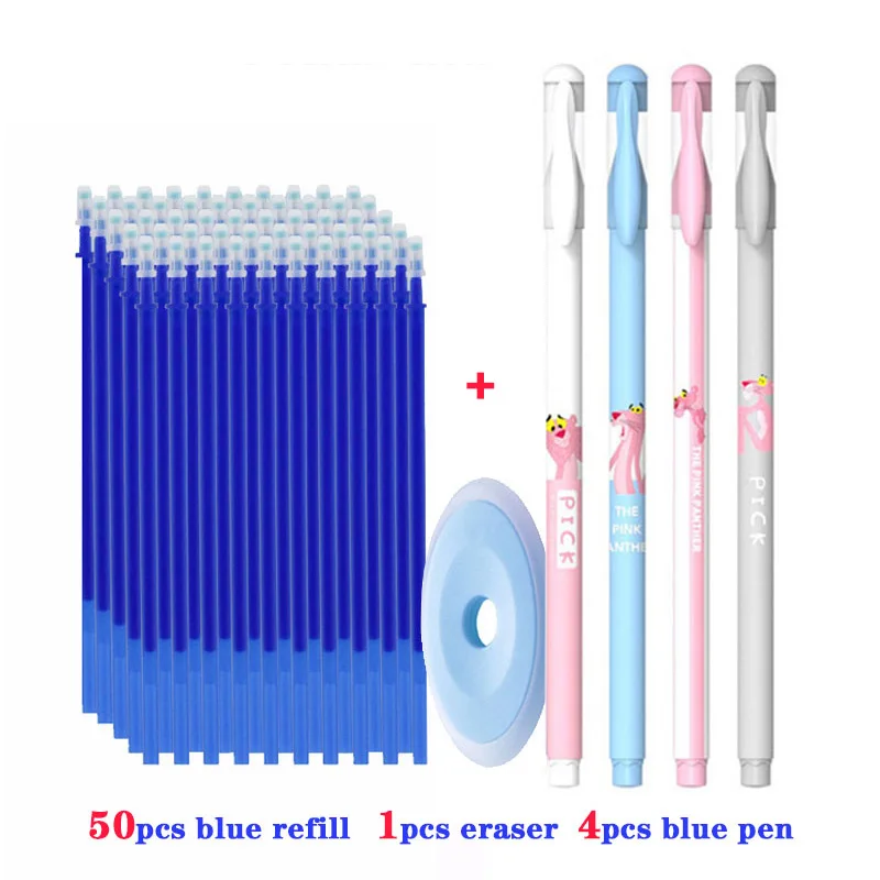 55pcs/lot Erasable Gel Pen 0.5mm Refill Rod Magic Ink Erasable Pen Washable Handle Office School Writing Tools Kawaii Stationery