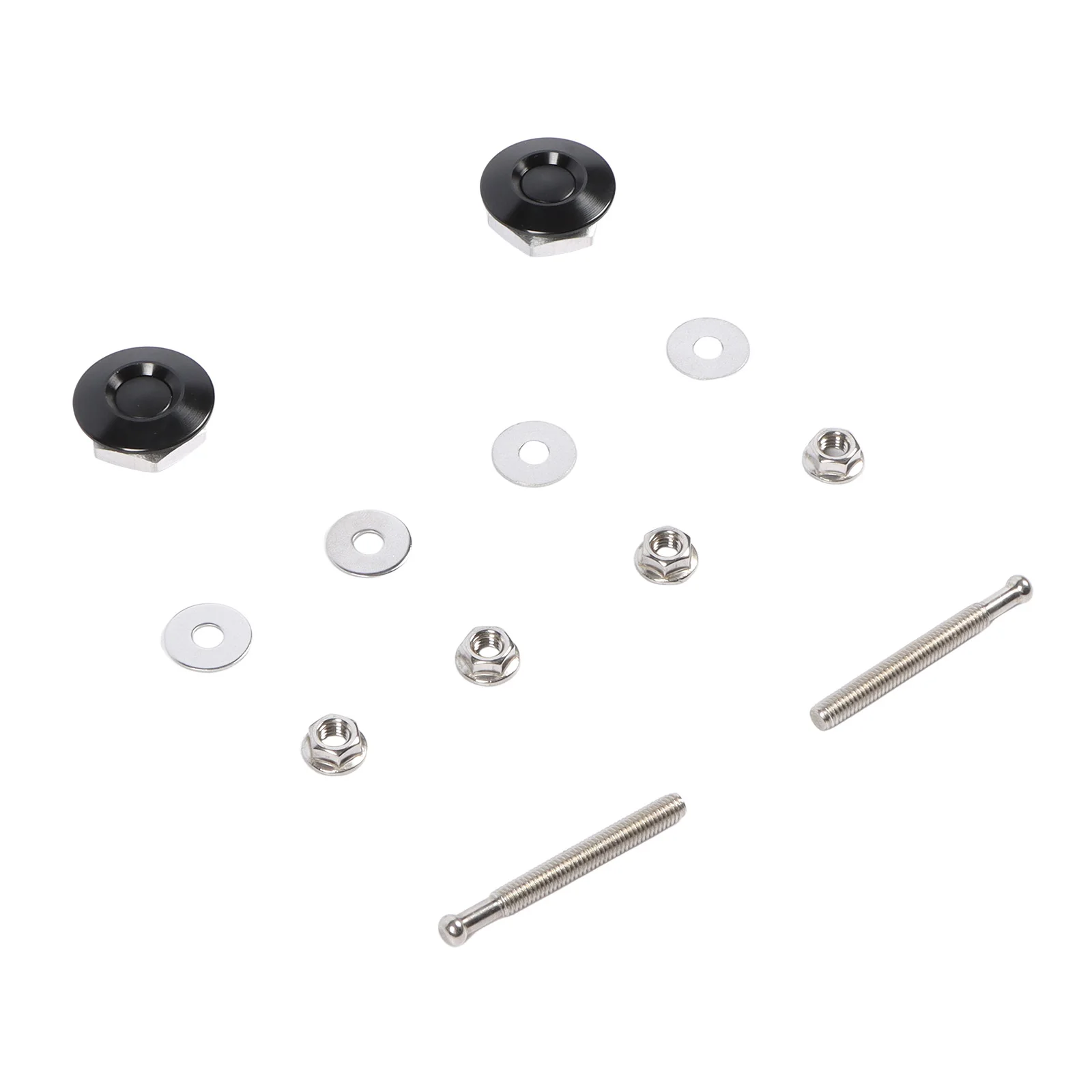 2x Universal Aluminum Bumper Quick Release Fasteners Kit Fit for Car Trunk Fender Hatch Lid Black Engine Bonnet Lock Latch Clips