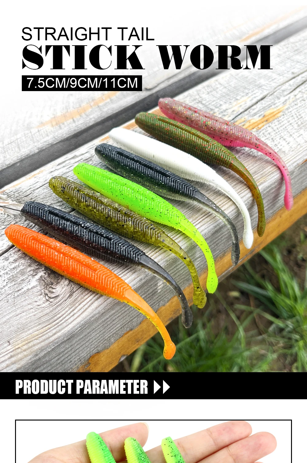 Spinpoler Stick Worm Softbait Fishing Lure Salted Straight Tail 75mm 90mm 110mm Perfect Swimming Plastics Dream Shot Soft 10pcs