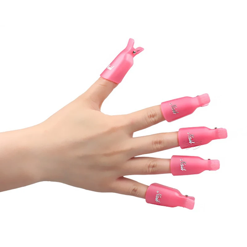 10 Pcs/Bag Colorful Acrylic Nail Art Soak Off Cap Clips Nails Cleaning Manicure UV Gel Polish Soak off Wrap Tools For Finger