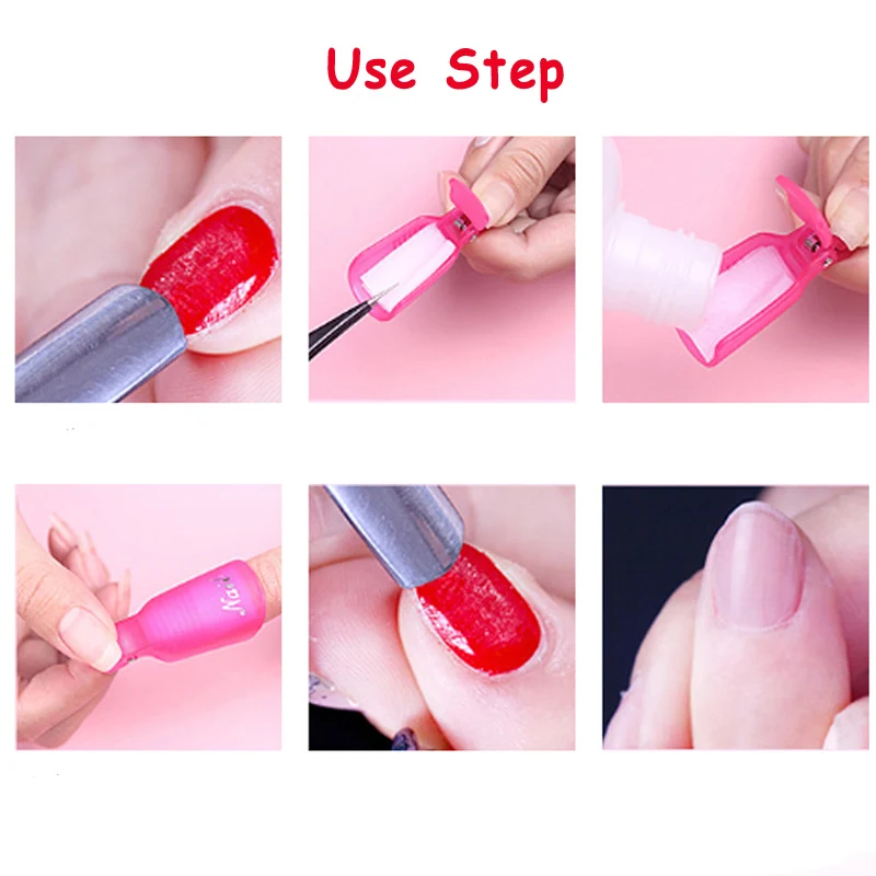 10 Pcs/Bag Colorful Acrylic Nail Art Soak Off Cap Clips Nails Cleaning Manicure UV Gel Polish Soak off Wrap Tools For Finger