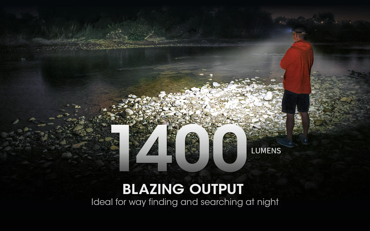 NITECORE NU43 1400Lumens Rechargeable Headlamp Battery Built-in 3,400mAh Li-ion Battery Beam color White+Red Light