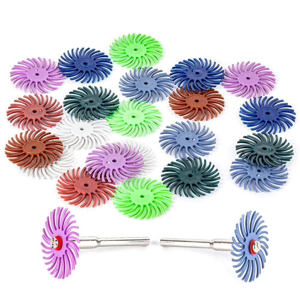 1" Radial Bristle Disc Kit Abrasive Brush 3/2.35mm Shank Detail Polishing Wheel for Rotary Tool Accessories