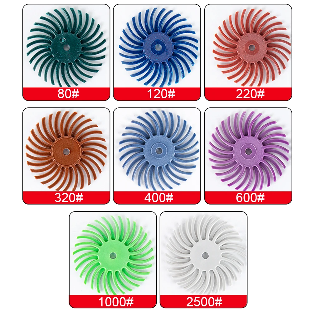 1" Radial Bristle Disc Kit Abrasive Brush 3/2.35mm Shank Detail Polishing Wheel for Rotary Tool Accessories
