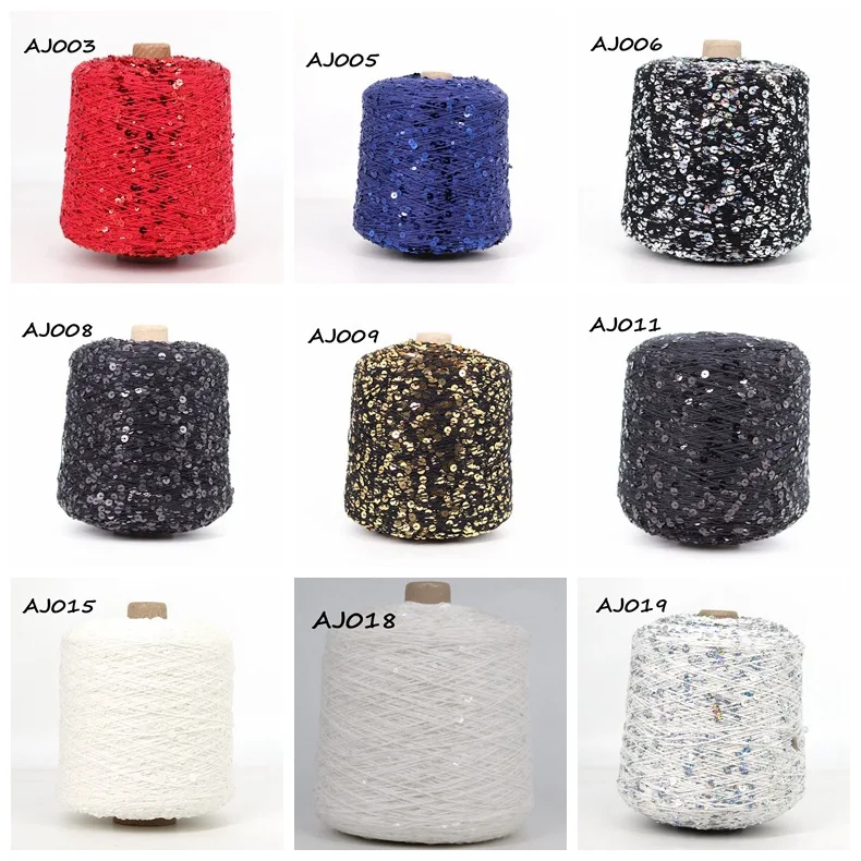 50G/Ball 49 Colors Golden Sliver Sequin Yarn Sparkle Glitter Threads Knitting Lurex Crochet Sweater Craft DIY Bag