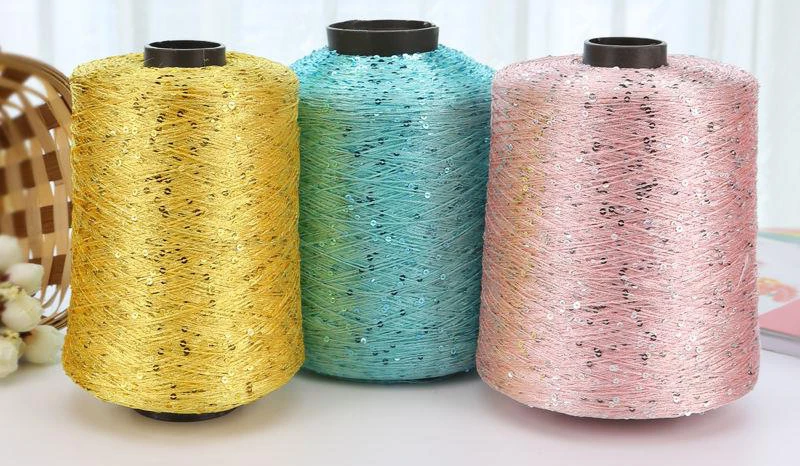 50G/Ball 49 Colors Golden Sliver Sequin Yarn Sparkle Glitter Threads Knitting Lurex Crochet Sweater Craft DIY Bag