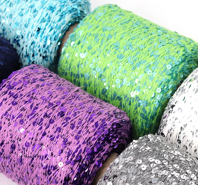 50G/Ball 49 Colors Golden Sliver Sequin Yarn Sparkle Glitter Threads Knitting Lurex Crochet Sweater Craft DIY Bag