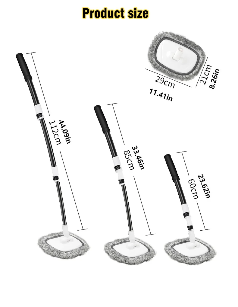 2025 New 15 Degree Bend Car Cleaning Brush Car Wash Brush 3-Section Broom Telescoping Long Handle Cleaning Mop Cleaning Tools