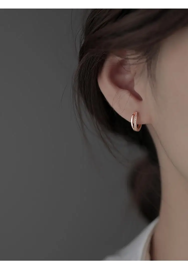 925 Sterling Silver hoop Earrings Temperament Simple Inlaid Zircon for Women Wedding Jewelry Accessories