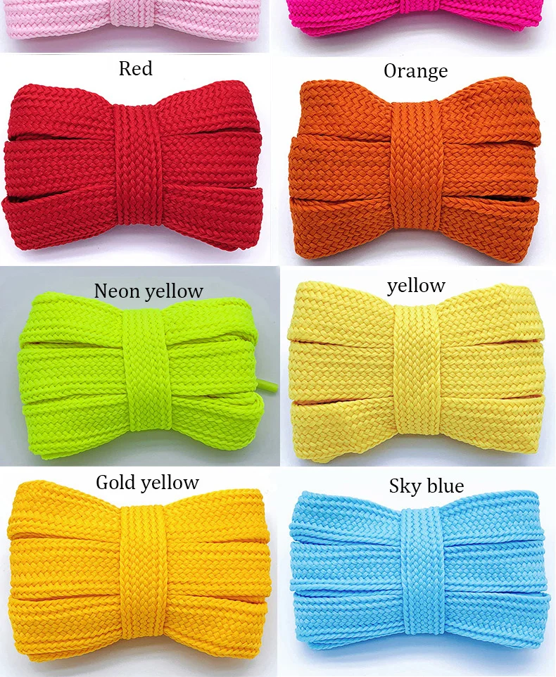 Flat Wide Shoelaces 2cm 1Pair Thick Soft Casual Sneakers Running Sports Shoe Laces 100/120/140/160CM Fashion Shoes Accessories