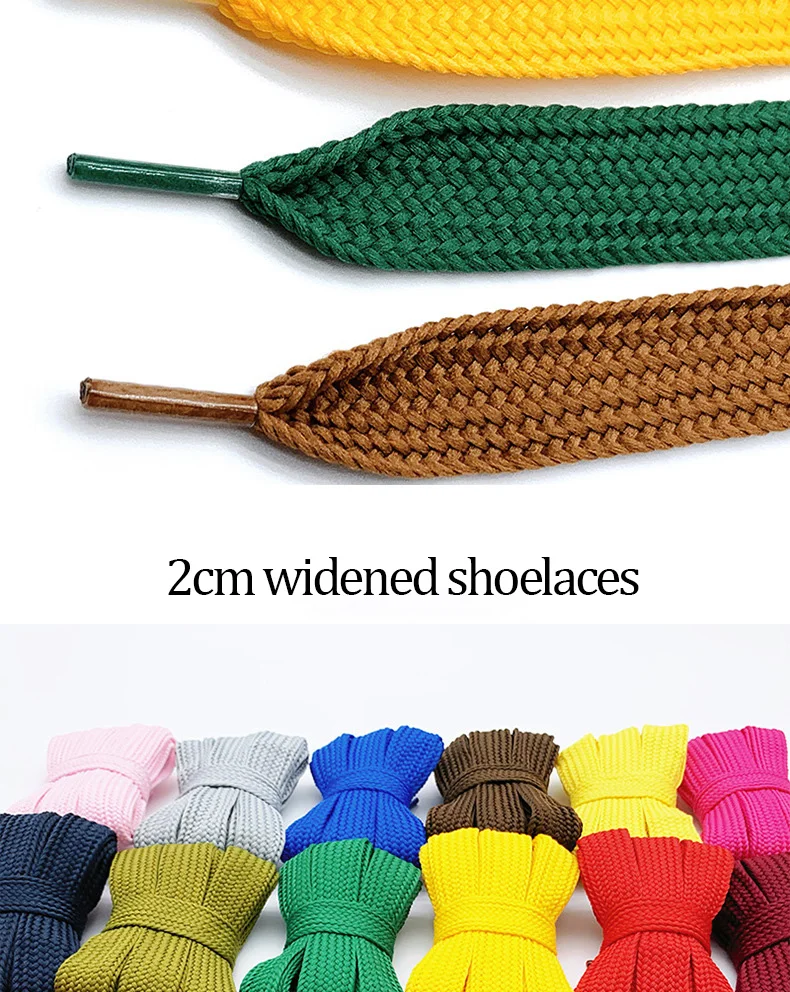 Flat Wide Shoelaces 2cm 1Pair Thick Soft Casual Sneakers Running Sports Shoe Laces 100/120/140/160CM Fashion Shoes Accessories