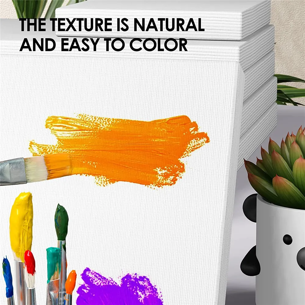 Pack of 4 White Blank Square Artist Canvas Wooden Board Frame Cotton Artist Canvas Boards for Oil Painting Acrylic Watercolor