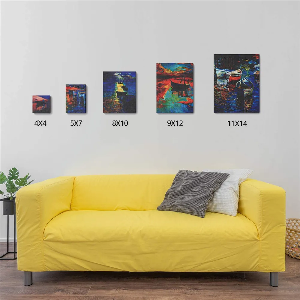 Pack of 4 White Blank Square Artist Canvas Wooden Board Frame Cotton Artist Canvas Boards for Oil Painting Acrylic Watercolor